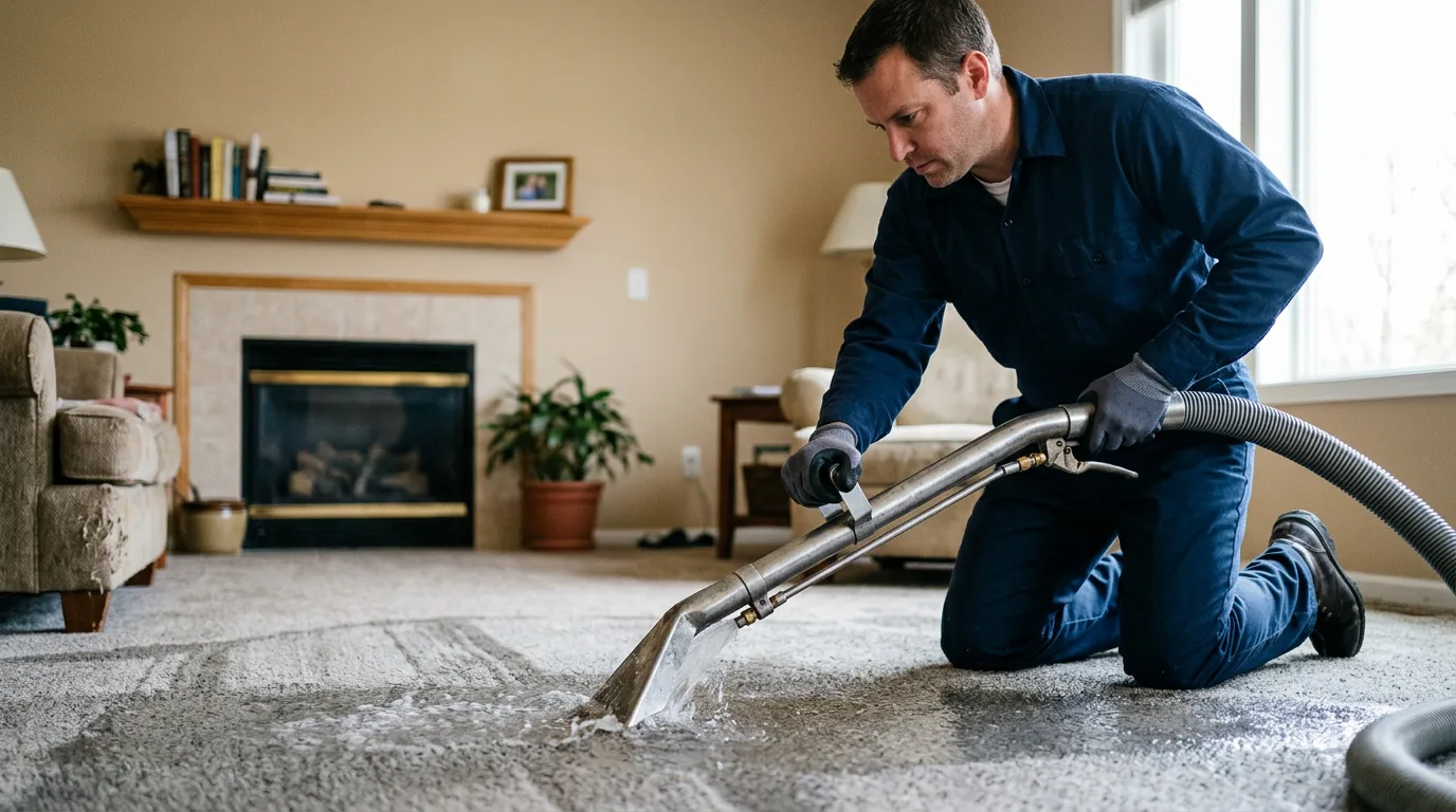 Water damage restoration technician working near Woodbury, NY